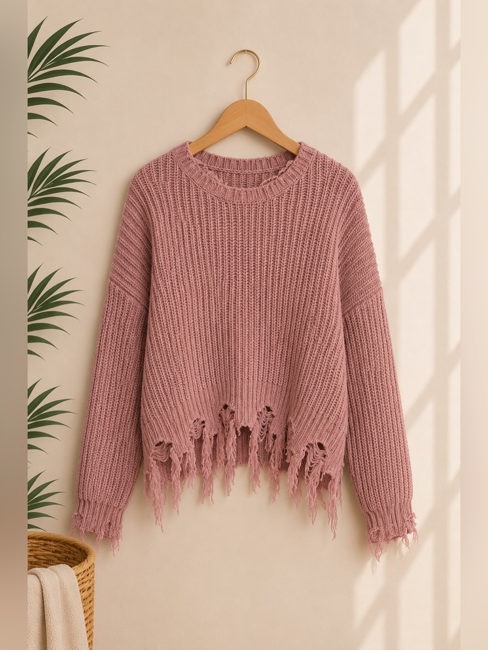 Mauve distressed sweater